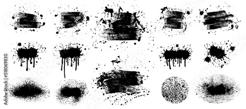 Set of grunge banners with splash paint with copy space. Vector illustration