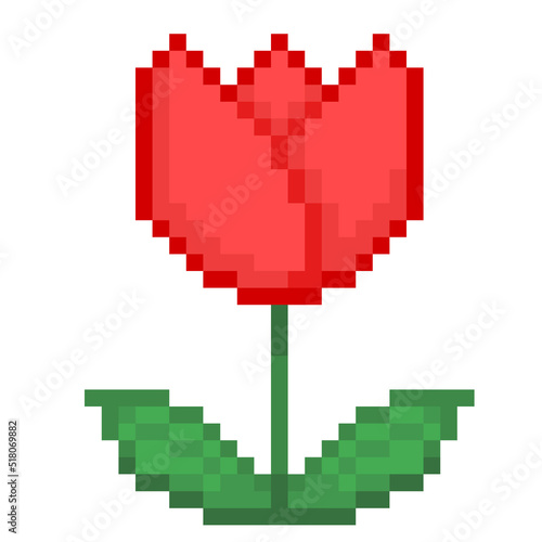 Pixel Illustration of  a tulip