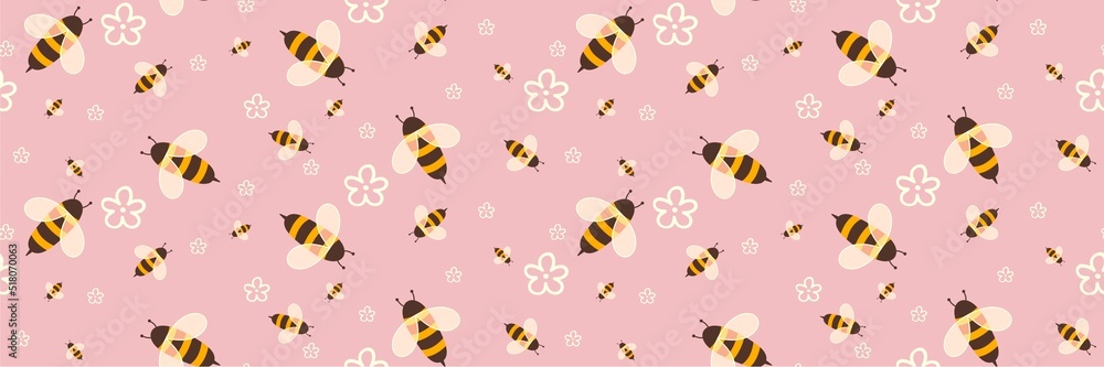 Kids seamless bee pattern for fabrics and packaging and gifts and cards and linens and wrapping paper Kids seamless bee pattern for fabrics and packaging and gifts and cards and linens and wrapping paper