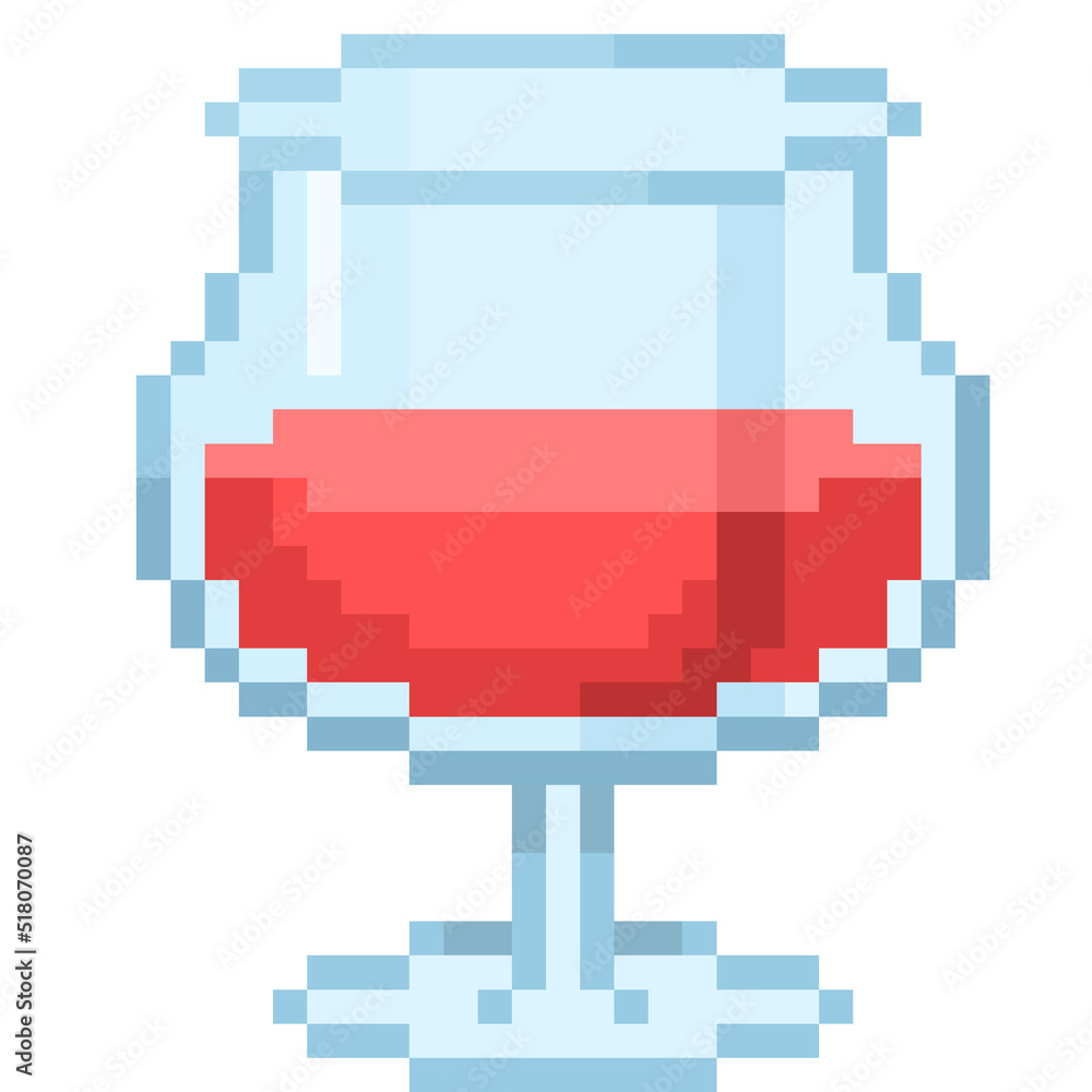 Pixel Illustration of  red wine in a wine glass