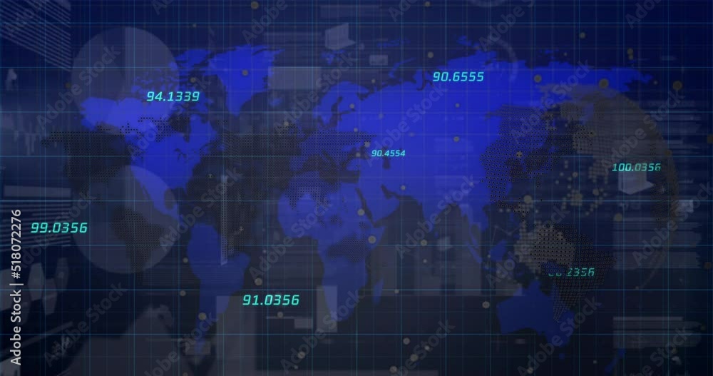 Animation of data processing over blue background Animation of data processing over blue background