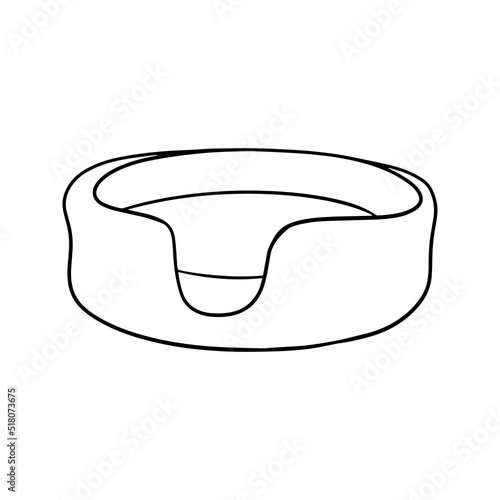 Monochrome picture, dog litter, comfortable soft chaise longue, vector illustration in cartoon style