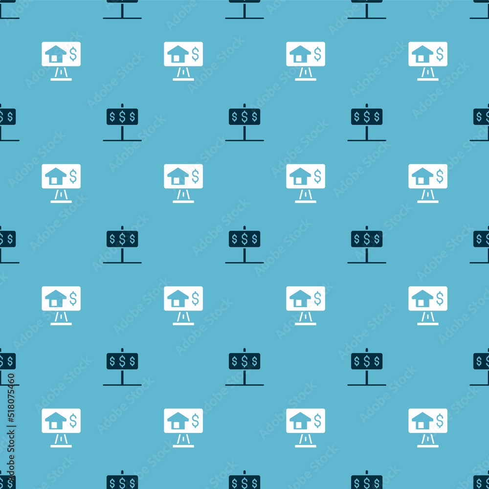 Set House with dollar and Online real estate on seamless pattern. Vector Set House with dollar and Online real estate on seamless pattern. Vector