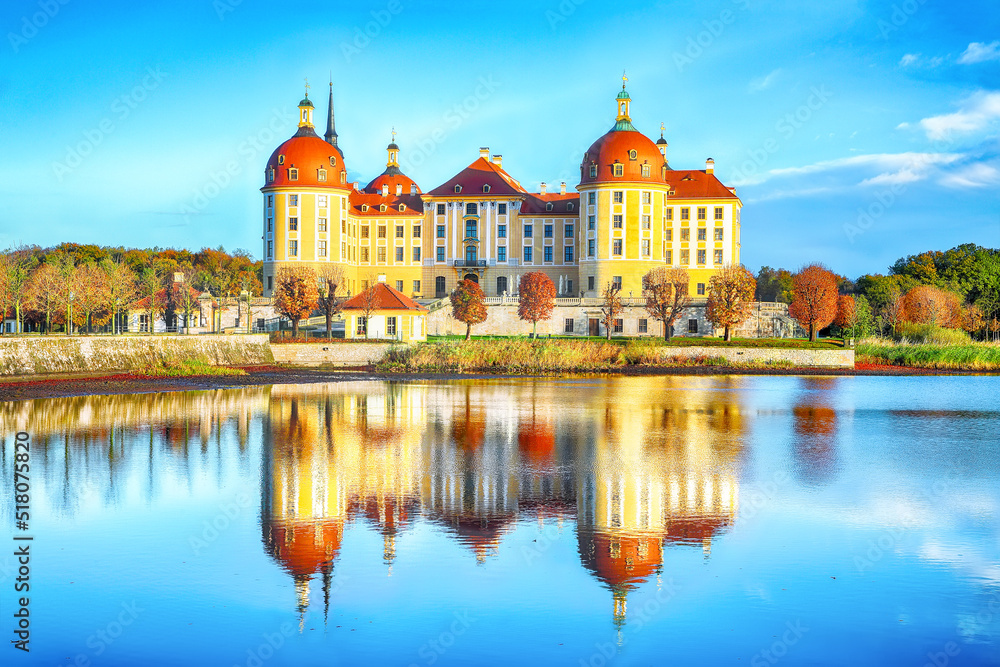 Stunning view of Moritzburg Castle near Dresden.