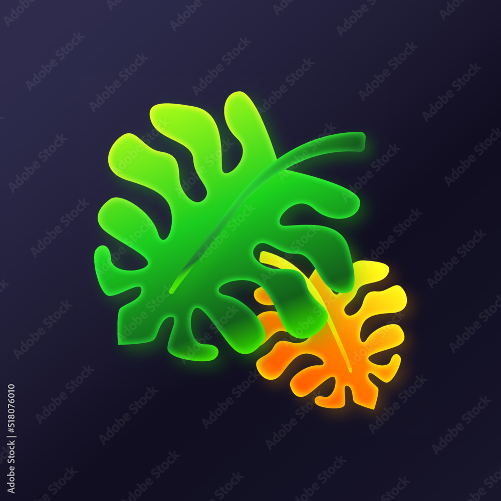 Gradient unique leaf icon green and yellow color Gradient unique leaf icon green and yellow color