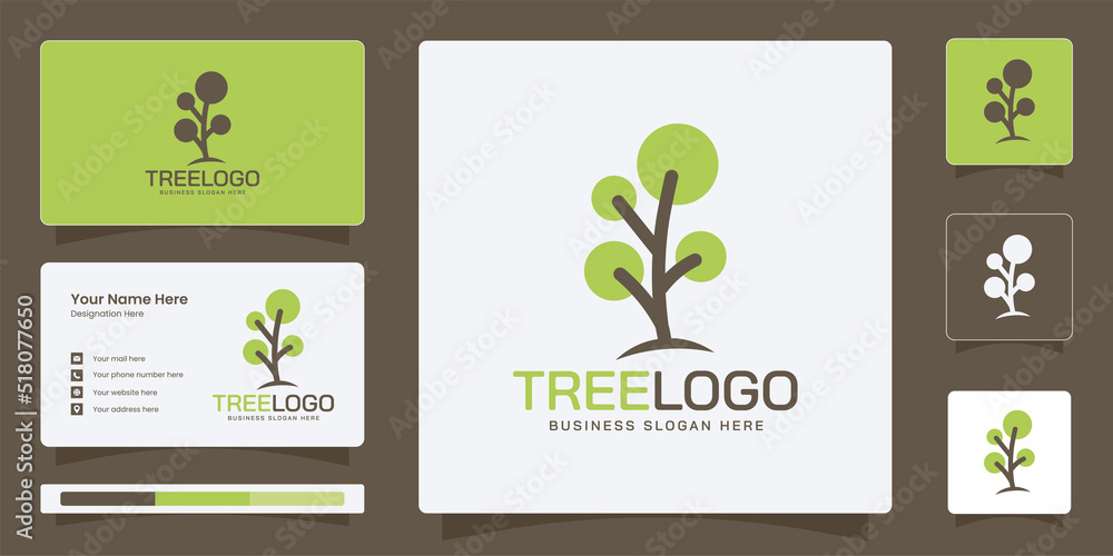 Simple tree logo with corporate business identity template