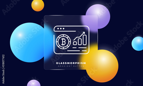 Bitcoin set icon. Coins, money, mine, cryptocurrency, farm, cloud storage, trading, exchange, lightcoing, Ethereum, Tether, Ripple. Glassmorphism style. Vector line icon for Business and Advertising