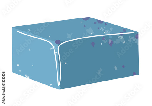 Natural soap on white background. Beauty skin. Skin care. Body care. Healthy lifestyle. Beauty product. Floral blue. Vector.