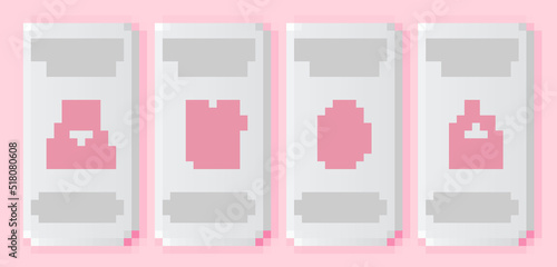 Set line Muslim woman in niqab, Gift box, Qibla and Mosque. White rectangle button. Vector