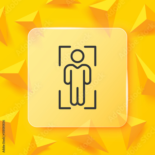 Biometry line icon. Person, man, scanner, scan, frame, privacy, biometrics, lock, dna, recognize, face id, safety, protection. Personal data concept. Glassmorphism. Vector line icon for Business
