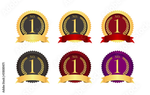 No.1 medal icon illustration set ( with text space )