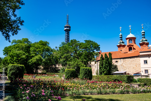 View of the Petrin tower, Prague, Czech Republic, 