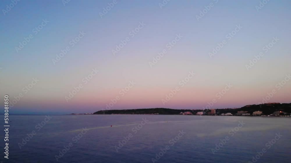 Tranquil Seascape Of Ialysos On Rhodes, Greece - aerial drone shot Tranquil Seascape Of Ialysos On Rhodes, Greece - aerial drone shot