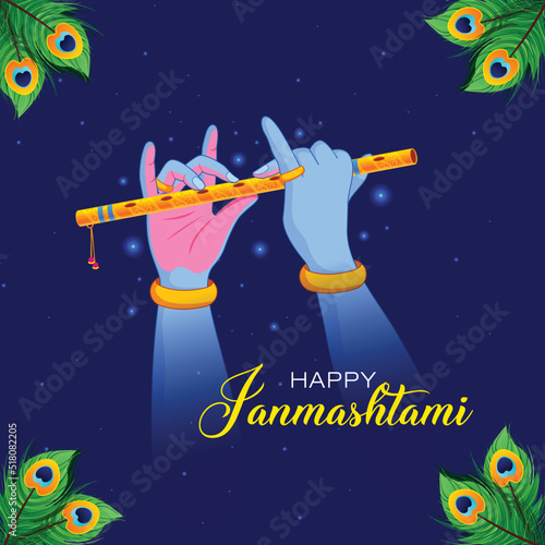 Krishna Hands playing Musical Flute, Happy Krishna Janmashtami 