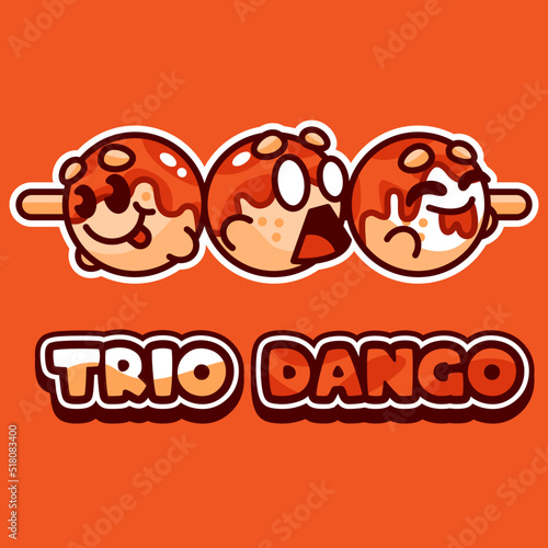Cute dango cartoon Mascot Illustration set