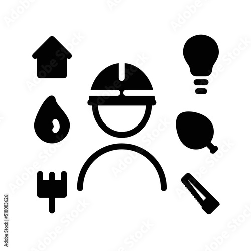 Black solid icon for Contractor icon photo