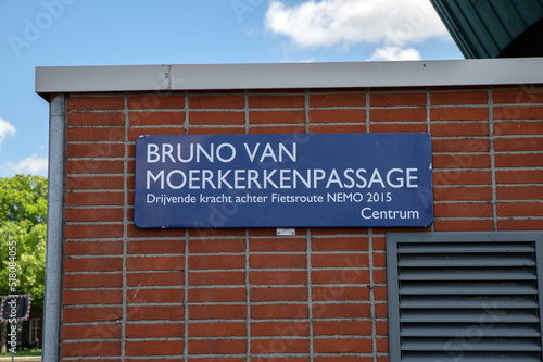 Obraz na plátně Street Sign Bruno Van Moerkerkenpassage At Amsterdam The Netherlands 9-6-2022
