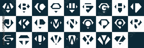 Initial letter a to z Diamond cut out logo collection