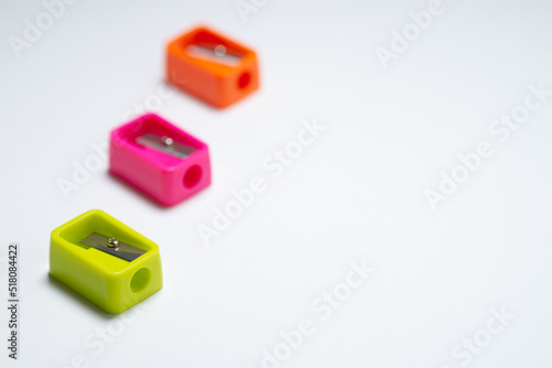 Colored Sharpeners On A White Background