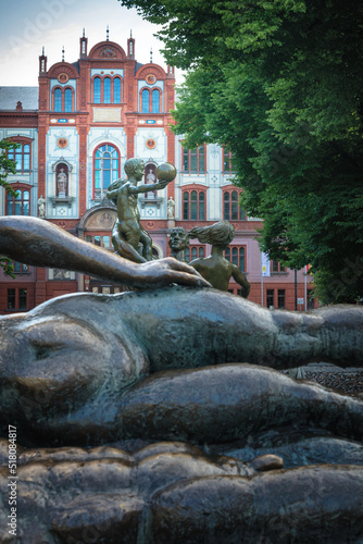  View to a historical building in Rostock, Germany.