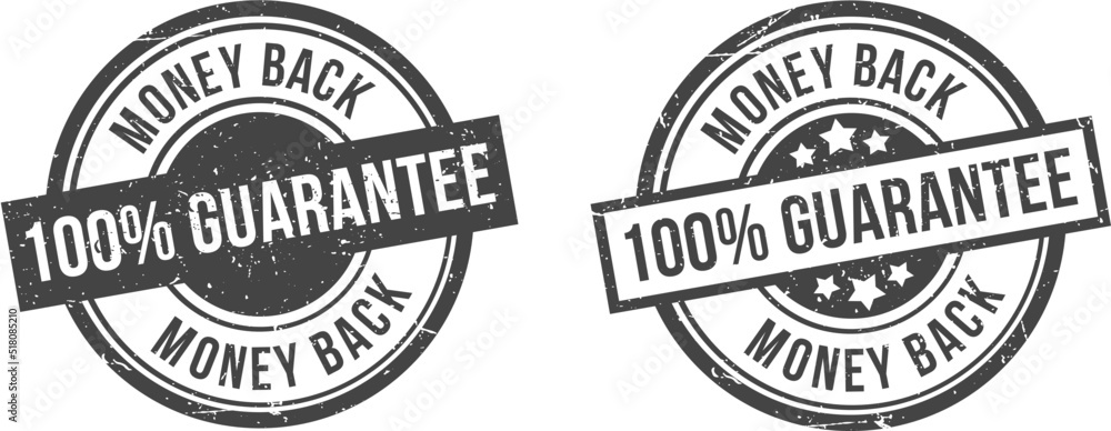 Fototapeta premium Money Back Guarantee stamp. 100% Money Back sign. Round grunge badge.