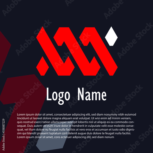 Illustration of the letter mw monogram logo design in red and white infinity symbol concept. very suitable for business logos, websites, emblems, brands