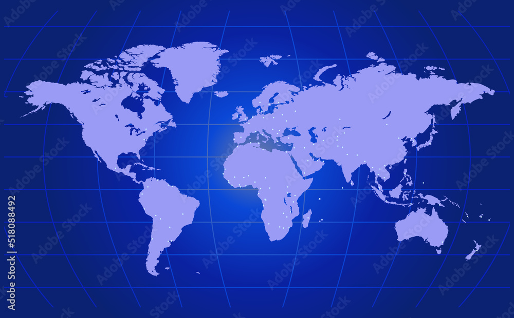 World map flat vector on blue background. Earth, gray map template for web site pattern, anual report, inphographics. Travel worldwide, map silhouette backdrop.Globe similar worldmap icon. World map flat vector on blue background. Earth, gray map template for web site pattern, anual report, inphographics. Travel worldwide, map silhouette backdrop.Globe similar worldmap icon.