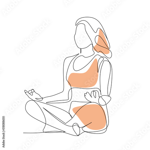 Vector illustration of woman doing yoga drawn in line art style