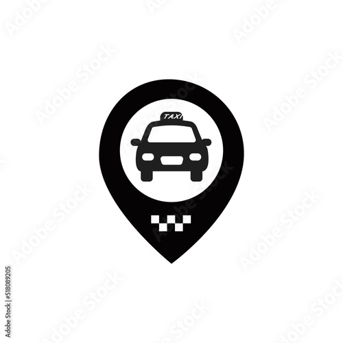 Taxi hailing service vector icon on white background
