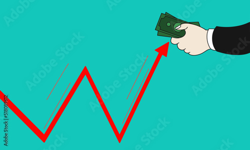 The effect of the inflation rate on prices. Consumer price index or CPI. Commodity and consumer goods prices rose due to rising inflation.