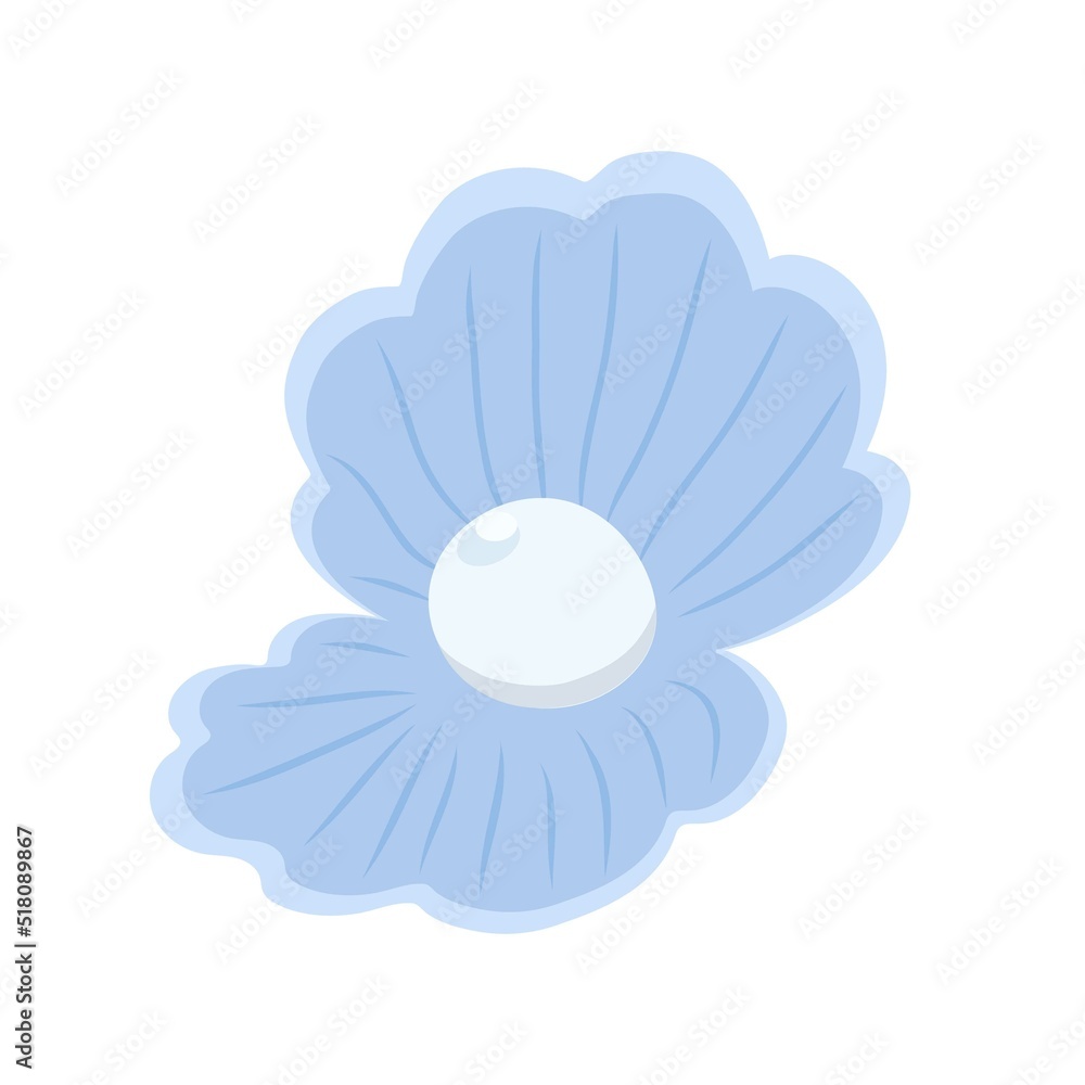 Pearl in the open shell simple flat style doodle vector illustration, underwater sea life cartoon image for kids decor, poster, mascot, clip art Pearl in the open shell simple flat style doodle vector illustration, underwater sea life cartoon image for kids decor, poster, mascot, clip art