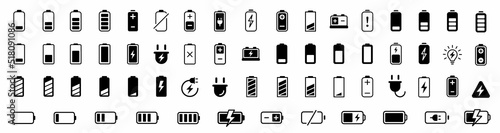 Battery icons set. Battery charge level indicators icons set. Discharged and fully charged battery. level battery energy. Vector illustration