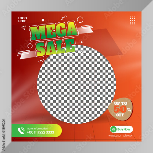 Social media post kitchenware square banner or social media post template