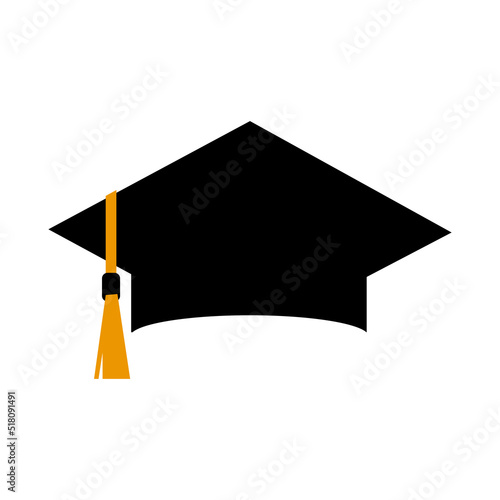 Graduation hat which is a symbol of intelligence, achievement. Silhouette of a black toga on a white background. Editable symbols in EPS10 format.