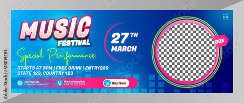 Banner cover live music festival template for social media banner layout