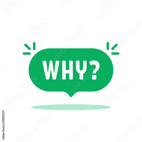 green why icon on speech bubble with shadow