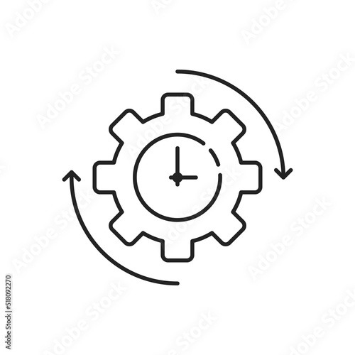 black thin line gear like time management icon