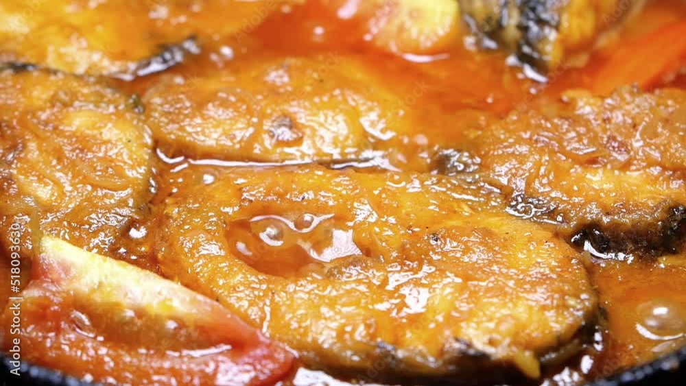 Close up of homemade indian curry fish. Close up of homemade indian curry fish.
