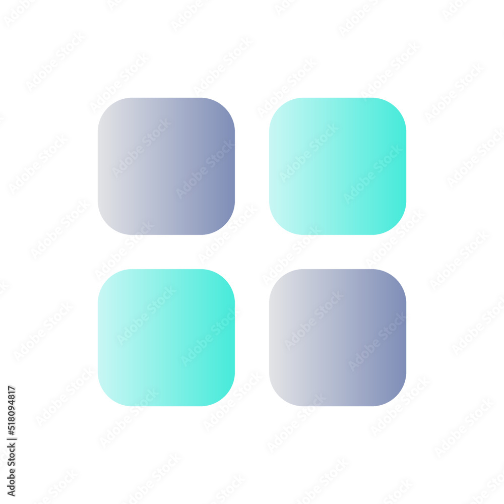 Bento like menu flat gradient color ui icon. Four squares. Chocolate menu representation. Navigation. Simple filled pictogram. GUI, UX design for mobile application. Vector isolated RGB illustration Bento like menu flat gradient color ui icon. Four squares. Chocolate menu representation. Navigation. Simple filled pictogram. GUI, UX design for mobile application. Vector isolated RGB illustration