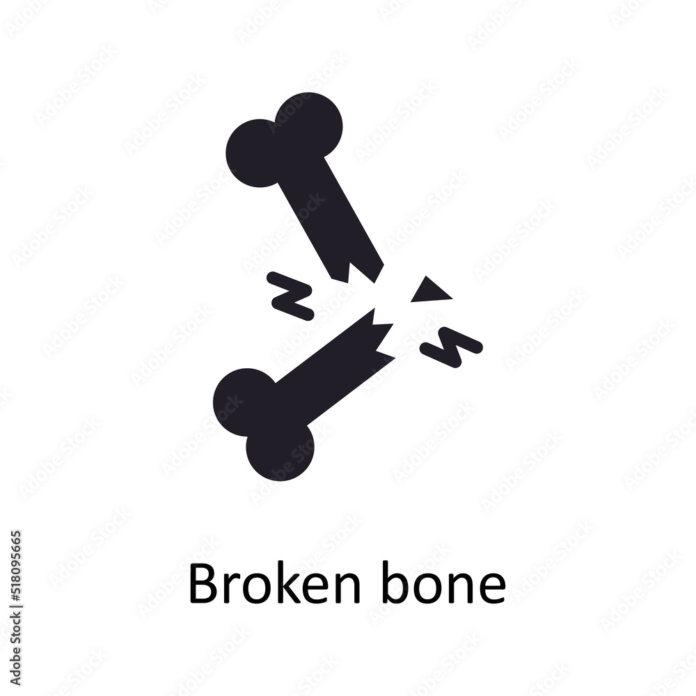 Broken Bone vector Solid Icon Design illustration. Medical Symbol on White background EPS 10 File Broken Bone vector Solid Icon Design illustration. Medical Symbol on White background EPS 10 File