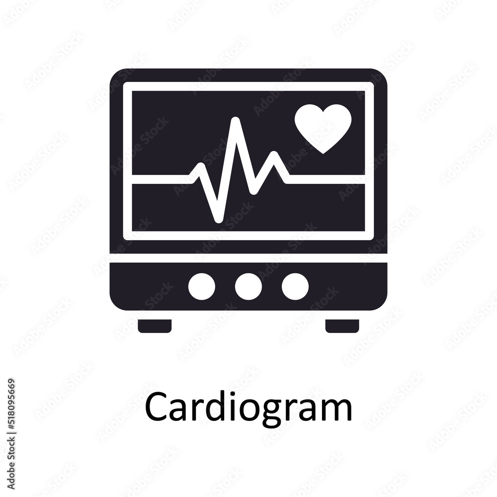 Cardiogram vector Solid Icon Design illustration. Medical Symbol on White background EPS 10 File