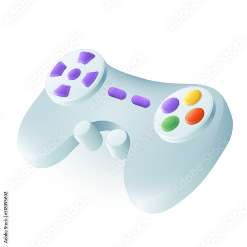 Colorful joypad or gamepad icon in 3d style. Realistic joystick, game controller or console flat vector illustration. Technology, entertainment, video game, gadget concept