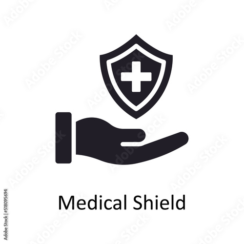 Medical Shield vector Solid Icon Design illustration. Medical Symbol on White background EPS 10 File