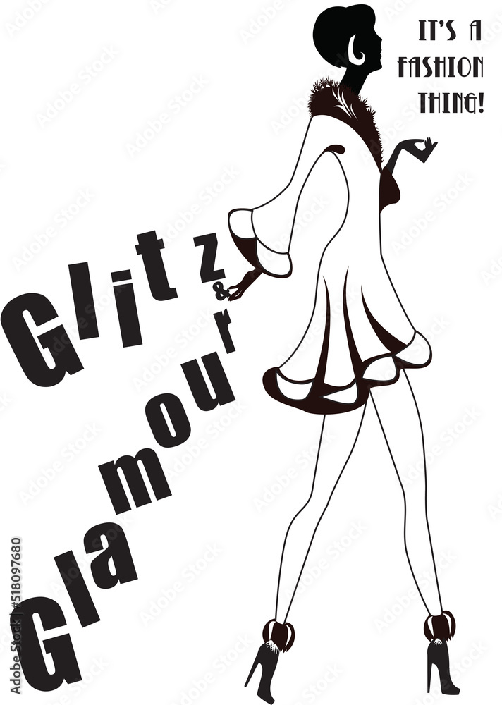 Obraz premium silhouette of illustration girl with slogan 