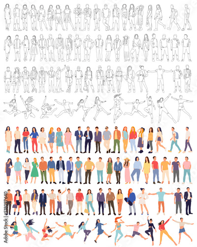 people set outline isolated, vector