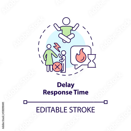 Delay response time concept icon. Foster emotional regulation in children abstract idea thin line illustration. Isolated outline drawing. Editable stroke. Arial, Myriad Pro-Bold fonts used