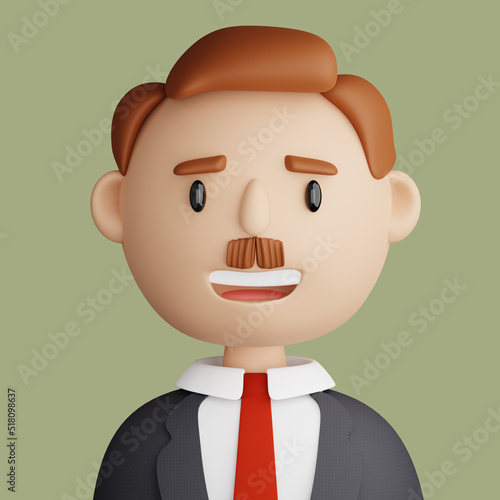3D cartoon avatar of smiling man