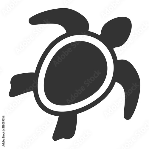 Sea turtle opened flippers, fins in swimming - web icon, illustration on white background, glyph style