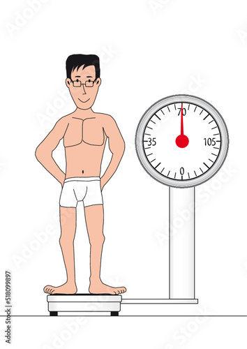 thin man weighing himself after a diet
