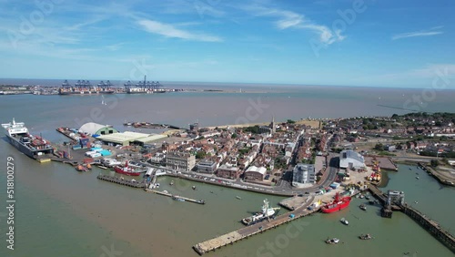 Harwich town Essex UK drone aerial view Summer 4K footage photo
